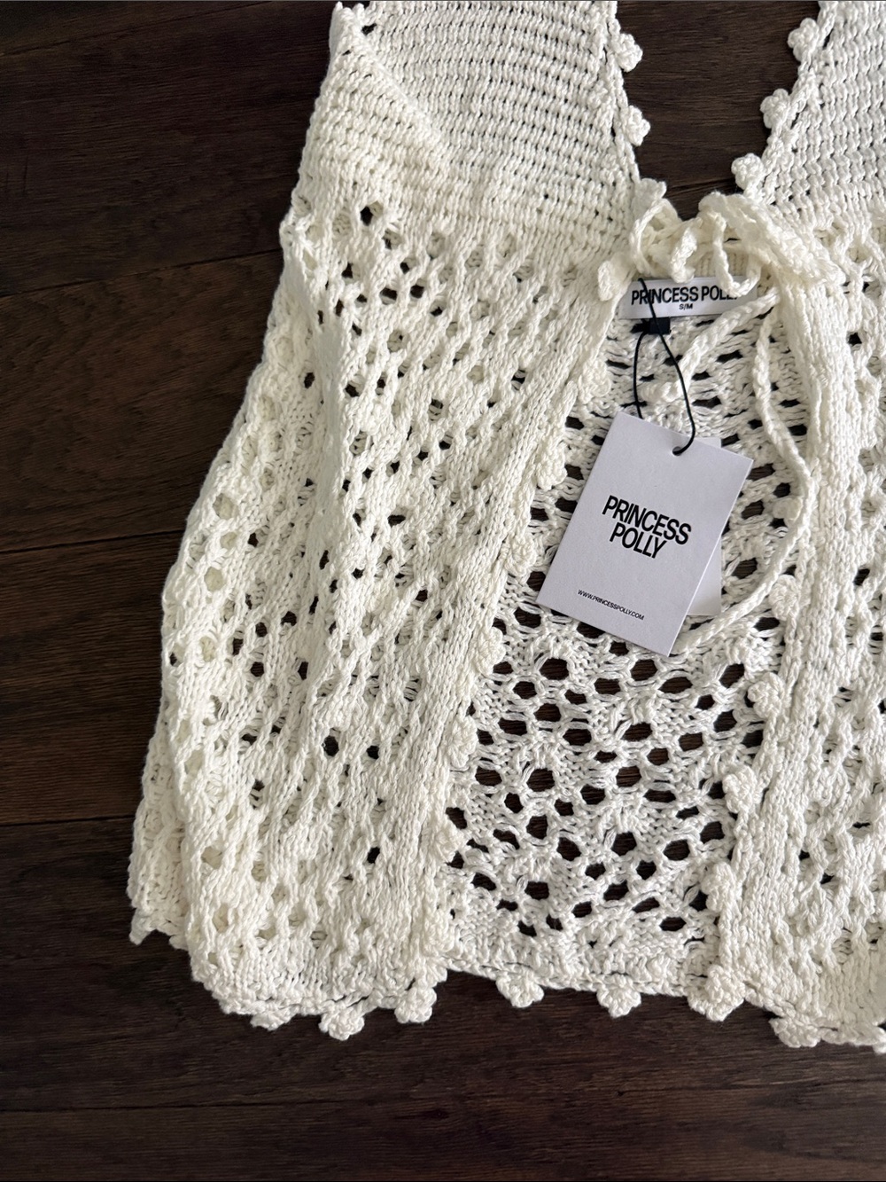 NWT Princess Polly White Crochet Top S/M - Picture 3 of 5